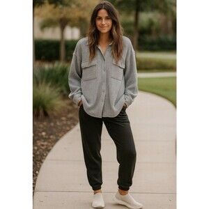 Aerie LumberJane Shirt Women S Waffle Knit Oversized Button Up Shacket Cabin Cor